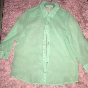 Long sleeve polyester shirt mint green